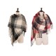 eUty Oversized Fashion Multicolor Plaid Scarf with Tassels, Set of 2