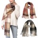 eUty Oversized Fashion Multicolor Plaid Scarf with Tassels, Set of 2