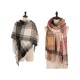 eUty Oversized Fashion Multicolor Plaid Scarf with Tassels, Set of 2