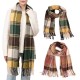 eUty Oversized Fashion Multicolor Plaid Scarf with Tassels, Set of 2