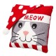 Glitzhome 14"L Hooked 3D Cat Meow Throw Pillow