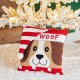 Glitzhome 14"L Hooked 3D Dog Woof Throw Pillow