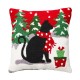 Glitzhome 14"L Hooked Christmas Cat Throw Pillow