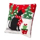 Glitzhome 14"L Hooked Christmas Cat Throw Pillow