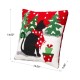 Glitzhome 14"L Hooked Christmas Cat Throw Pillow