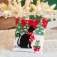 Glitzhome 14"L Hooked Christmas Cat Throw Pillow