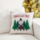 Glitzhome 18"L Farm Fresh Heavy Cotton Christmas Tree Throw Pillow