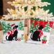 Glitzhome 14"L Hooked Christmas Dog & Cat Throw Pillow, Set of 2