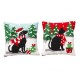 Glitzhome 14"L Hooked Christmas Dog & Cat Throw Pillow, Set of 2