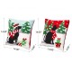 Glitzhome 14"L Hooked Christmas Dog & Cat Throw Pillow, Set of 2