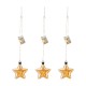 Glitzhome 25.75"H 3 Pack Christmas Glass Star Ornaments with String Lights