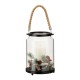 Glitzhome 8.5"H Christmas Greenery Glass Lantern