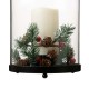 Glitzhome 8.5"H Christmas Greenery Glass Lantern