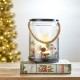 Glitzhome 8.5"H Christmas Greenery Glass Lantern