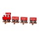 Glitzhome 8.5"H Wooden Metal Christmas Train Stocking Holders, Set of 4