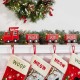 Glitzhome 8.5"H Wooden Metal Christmas Train Stocking Holders, Set of 4