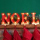 Glitzhome 8.5"H Metal "NOEL" Christmas Stocking Holders with LED Lights, Set Of 4