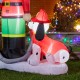 Glitzhome 7 ft Lighted Inflatable Nutcracker Fire Fighter with Puppy Dog Décor