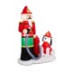 Glitzhome 7 ft Lighted Inflatable Nutcracker Fire Fighter with Puppy Dog Décor