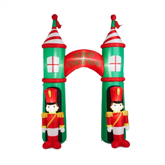 Glitzhome 10 ft Lighted Inflatable Arch Gate with Soldiers Décor