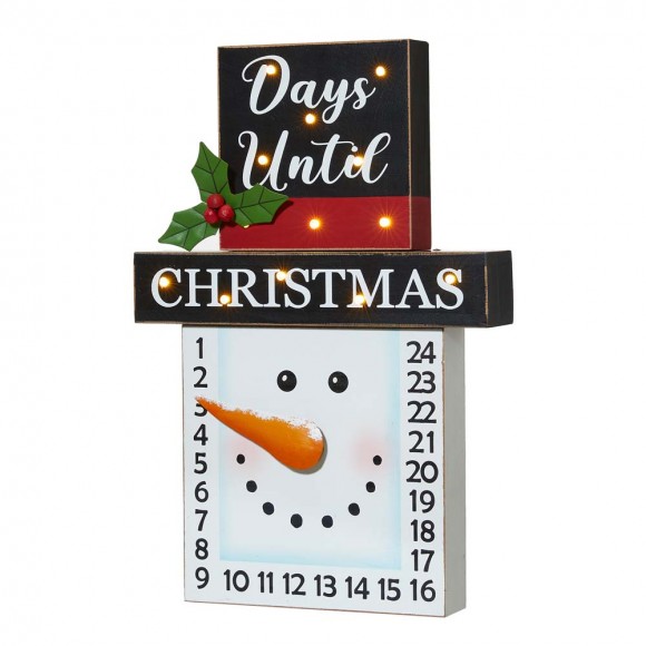 Glitzhome 15"H Wooden Christmas Snowman Countdown Calendar