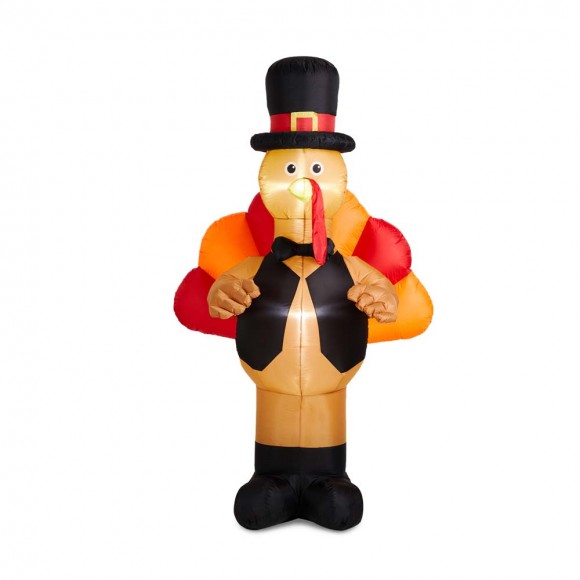 Glitzhome 8ft Lighted Inflatable Turkey Décor