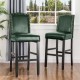 Glitzhome 45"H Hunter Green PU Leather Upholstered Bar Chair with Studded Decor, Set of 2