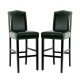 Glitzhome 45"H Hunter Green PU Leather Upholstered Bar Chair with Studded Decor, Set of 2