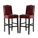 Glitzhome 45"H Burgundy PU Leather Upholstered Bar Chair with Studded Decor, Set of 2