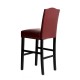 Glitzhome 45"H Burgundy PU Leather Upholstered Bar Chair with Studded Decor, Set of 2