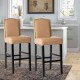 Glitzhome 45"H Beige PU Leather Upholstered Bar Chair with Studded Decor, Set of 2