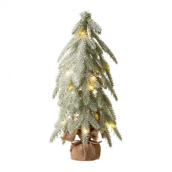 Glitzhome 18"H Lighted Frosted Artificial Table Tree