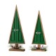 Glitzhome Wooden Christmas Table Tree Décor with Floral Decorations, Set of 2