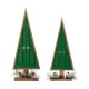 Glitzhome Wooden Christmas Table Tree Décor with Floral Decorations, Set of 2