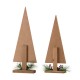 Glitzhome Wooden Christmas Table Tree Décor with Floral Decorations, Set of 2