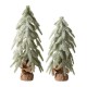 Glitzhome Lighted Frosted Artificial Table Tree, Set of 2