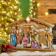 Glitzhome 12.5"L Lighted Resin Nativity Set