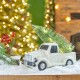 Glitzhome 11"L White Pickup Truck Table Decor with Lighted Decorated trees