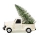 Glitzhome 11"L White Pickup Truck Table Decor with Lighted Decorated trees