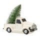 Glitzhome 11"L White Pickup Truck Table Decor with Lighted Decorated trees