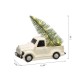 Glitzhome 11"L White Pickup Truck Table Decor with Lighted Decorated trees