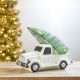 Glitzhome 11"L White Pickup Truck Table Decor with Lighted Decorated trees