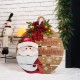 Glitzhome 30"H Lighted Round Wooden Santa Porch Décor