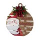 Glitzhome 30"H Lighted Round Wooden Santa Porch Décor