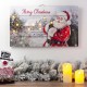 Glitzhome 24"L Christmas Lighted Wooden Santa Wall Hanging Decor