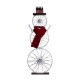 Glitzhome 34"H Lighted Metal Bike Wheel Snowman Porch Décor with Red Knitted Scarf