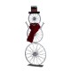 Glitzhome 34"H Lighted Metal Bike Wheel Snowman Porch Décor with Red Knitted Scarf