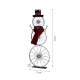 Glitzhome 34"H Lighted Metal Bike Wheel Snowman Porch Décor with Red Knitted Scarf