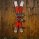 Glitzhome 35"H Red Christmas Wooden/Galvanized Ski Décor