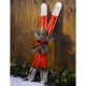 Glitzhome 35"H Red Christmas Wooden/Galvanized Ski Décor